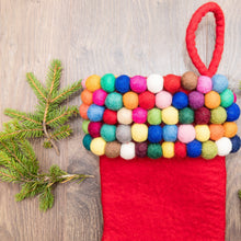 Load image into Gallery viewer, Handmade Felt Ball Christmas Stocking
